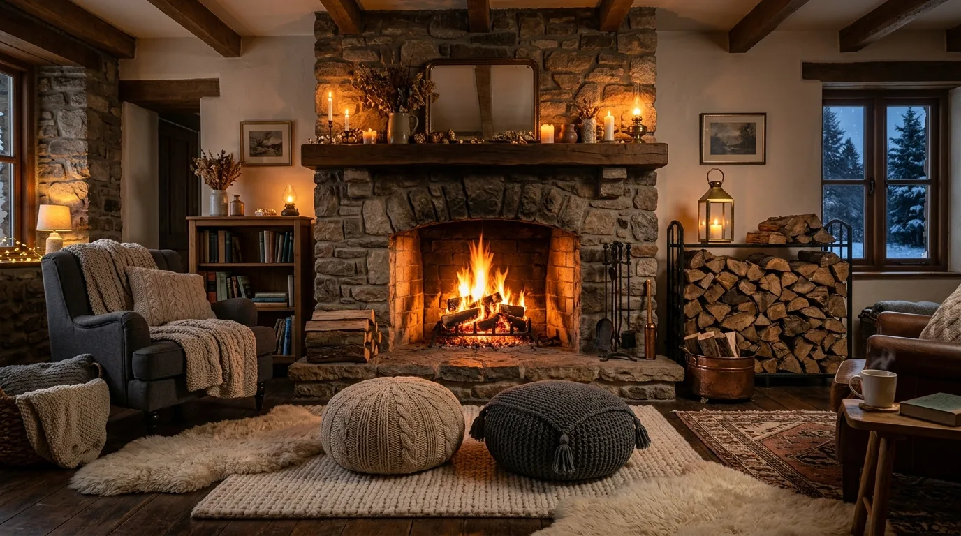 Let wood tones ground the home with visible warmth inspiration for a hygge home interior.
